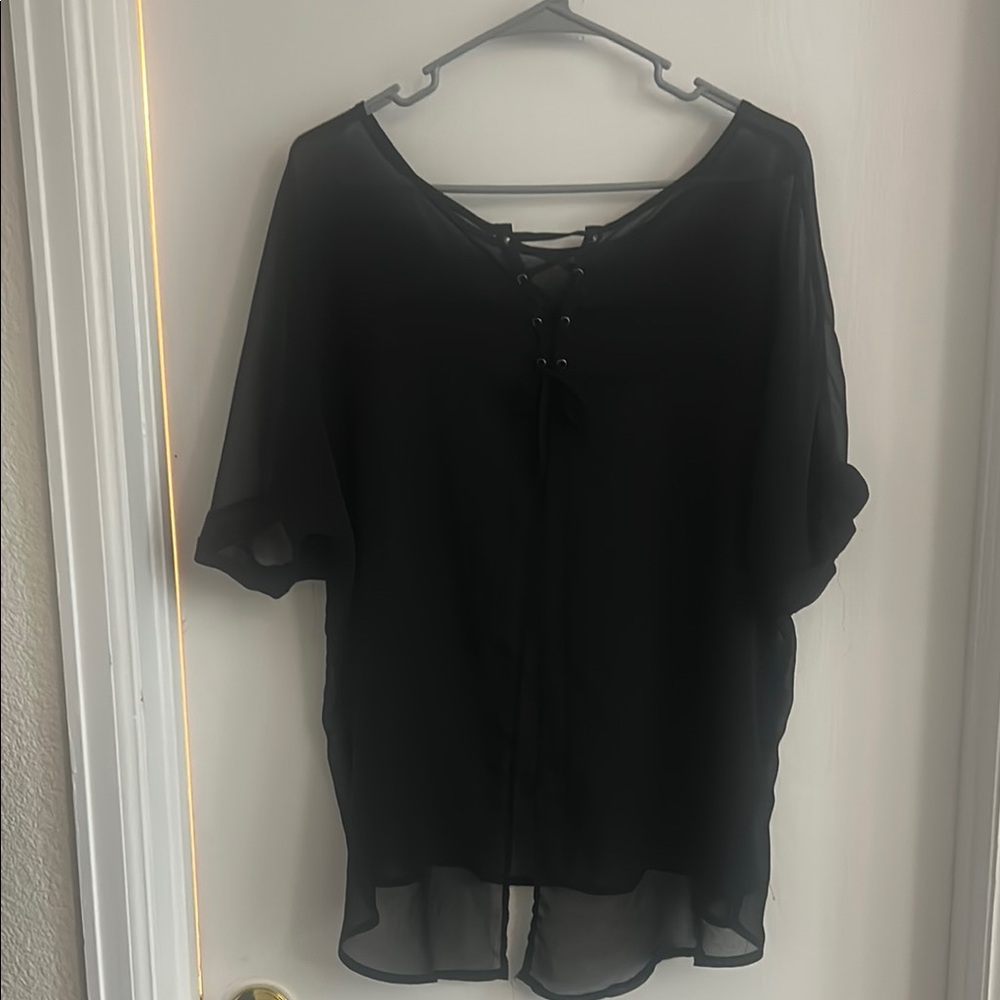 Black Dolman Sleeve Boxy Blouse